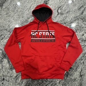 NC State Wolfpack Hoodie Mens Small Red Colosseum Sewn Embroidered Logo Spellout